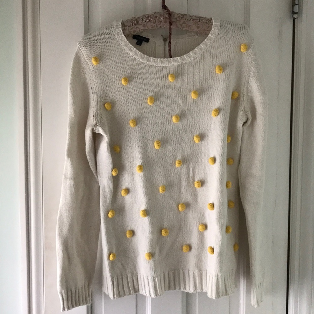 Talbots yellow Pom sweater